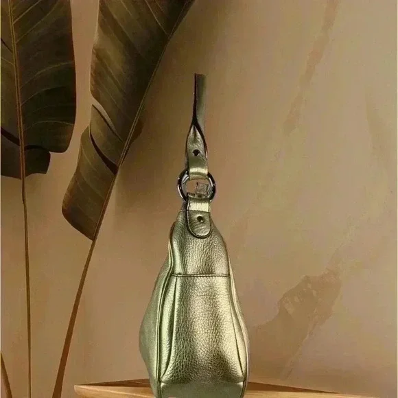 Talbots Hobo Shoulder Zip & Magnetic Closure Gold Genuine Leather Bag Purse​ - Picture 5 of 7